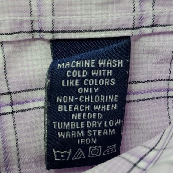 L Austin Reed LONDON BUTTON FRONT purple white PLAID MEN'S SHIRT Large - Picture 13 of 13
